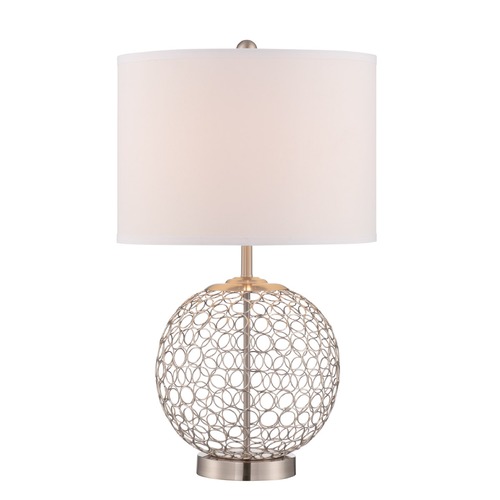Lite Source Mabon Polished Steel Table Lamp with Drum Shade