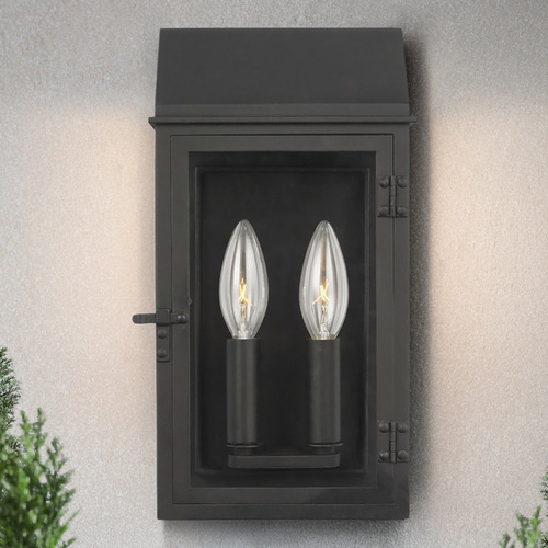 Chapman & Meyers Hingham 12-Inch Tall Textured Black Outdoor Wall Light by Visual Comfort Studio