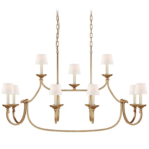 Visual Comfort Signature Collection E.F. Chapman Flemish Linear Pendant in Gilded Iron by Visual Comfort Signature CHC5495GIL