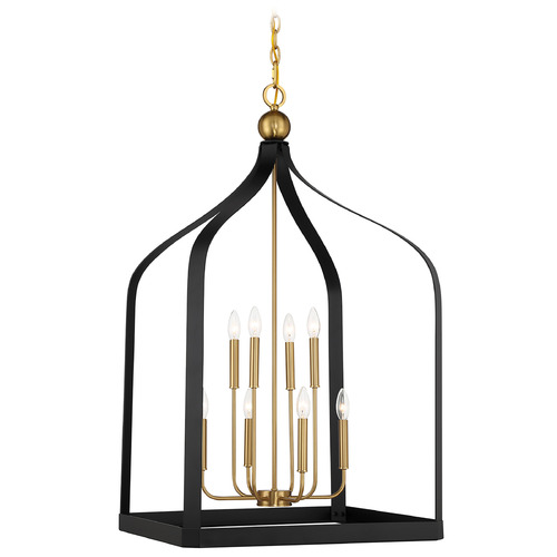 Savoy House Lighting Sheffield Matte Black with Warm Brass Accents Pendant Light