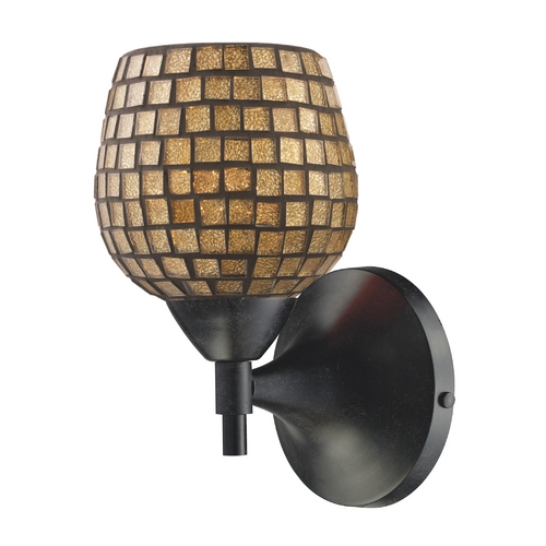 Elk Lighting Elk Lighting Art Glass Sconce Wall Light in Dark Rust Finish 10150/1DR-GLD