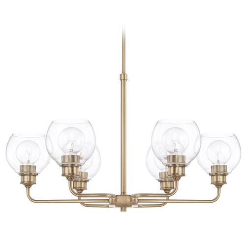 Mid Century 30-Inch Chandelier in Aged Brass by Capital Lighting
