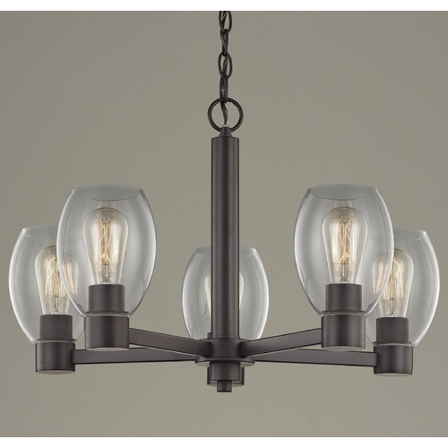 Design Classics Lighting Clear Glass Chandelier Bronze 5-Lt 2105-220 GL1034-CLR