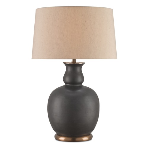 Currey and Company Ultimo Matte Black/antique Brass Table Lamp with Empire Shade