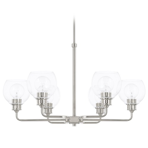 Capital Lighting Mid Century 6-Light Chandelier in Polished Nickel with Clear Glass by Capital Lighting 421161PN-426