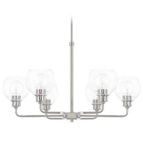 Capital Lighting Mid Century 6-Light Chandelier in Polished Nickel with Clear Glass by Capital Lighting 421161PN-426