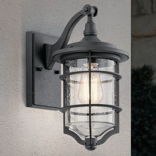 Seeded Glass Outdoor Wall Light Black by Kichler Lighting