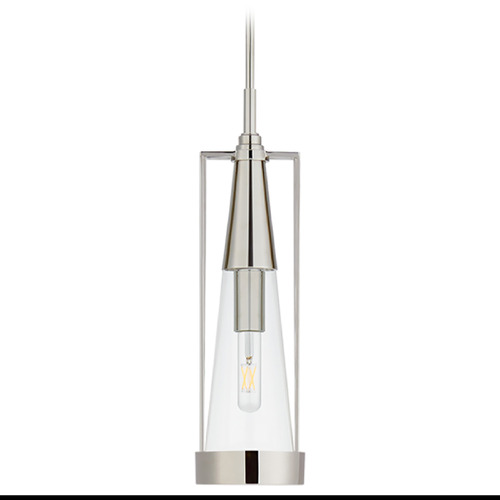 Visual Comfort Signature Collection Thomas OBrien Calix Pendant in Polished Nickel by Visual Comfort Signature TOB5275PNCG