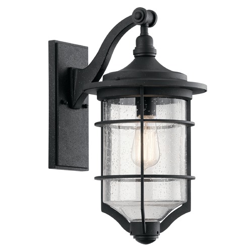 Seeded Glass Outdoor Wall Light Black by Kichler Lighting