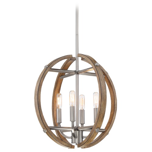 Minka Lavery Country Estates Sun Faded Wood with Brush Nickel Pendant by Minka Lavery 4012-280