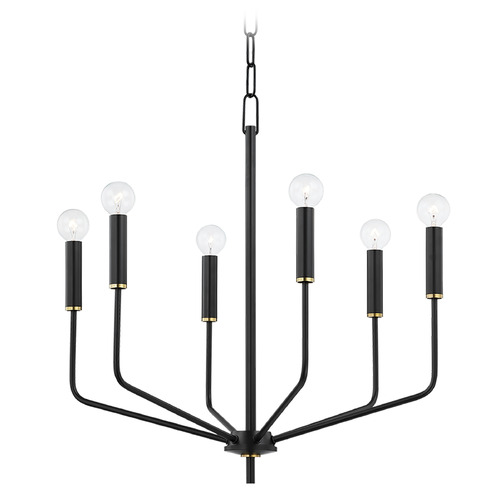 Mitzi by Hudson Valley Mitzi Hudson Brass and Black 6-Light Chandelier H516806-AGB/SBK