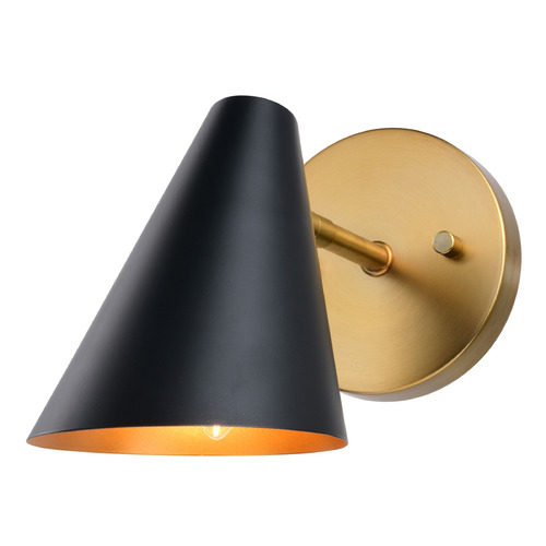 Vaxcel Lighting Vaxcel Lighting Pryce Matte Black & Satin Brass Switched Sconce W0438