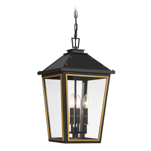 Crystorama Lighting Hawkins Matte Black & Textured Gold Outdoor Hanging Light