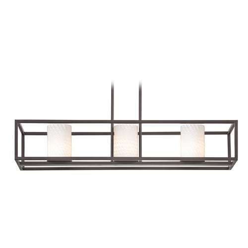 Design Classics Lighting Bronze Linear Chandelier with Cylindrical Shade 1697-220 GL1020C