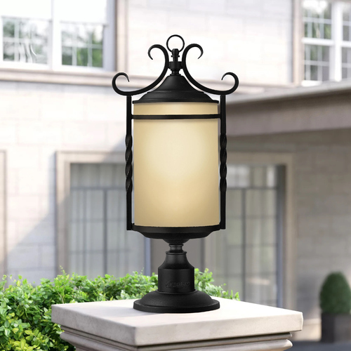 Hinkley Post Light with Amber Glass in Olde Black Finish 1141OL
