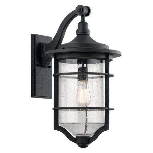 Kichler Lighting Seeded Glass Outdoor Wall Light Black by Kichler Lighting 49128DBK