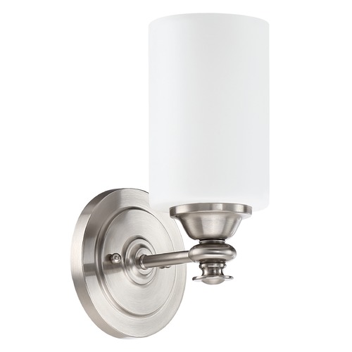 Craftmade Lighting Craftmade Brushed Polished Nickel Sconce with White Frosted Shade 49801-BNK