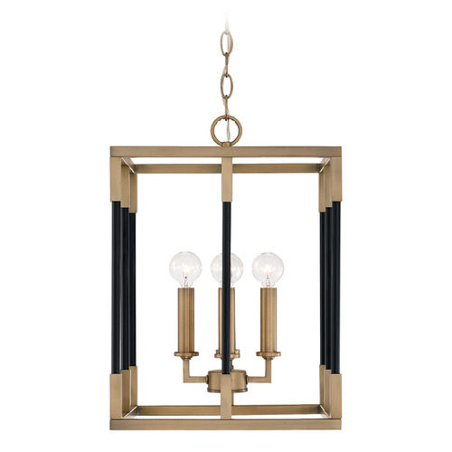 Capital Lighting Bleeker Small Pendant in Aged Brass & Black by Capital Lighting 544741AB