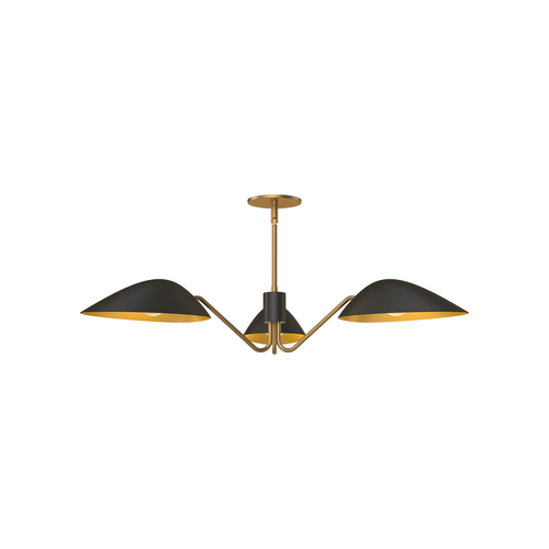 Alora Lighting Oscar Aged Gold & Matte Black Pendant Light with Bowl / Dome Shade
