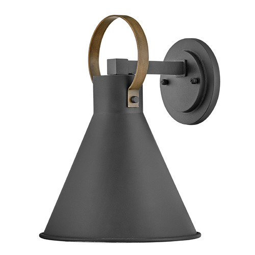 Winnie 12.5-Inch Outdoor Wall Lantern in Black & Brass by Hinkley Lighting