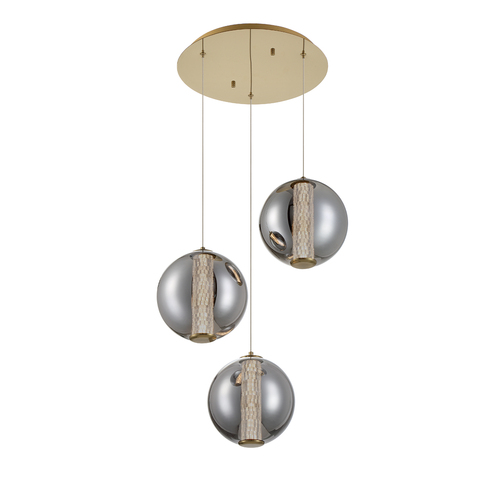 Atomo 3-Light LED Chandelier in Gold by Eurofase