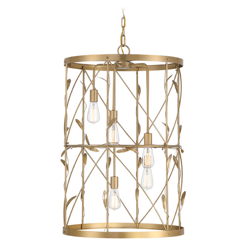 Savoy House Lighting Lexington Burnished Brass Pendant Light with Cylindrical Shade