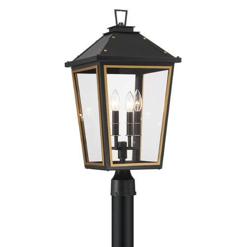 Crystorama Lighting Crystorama Lighting Hawkins Matte Black & Textured Gold Post Light HAW-609-MK-TG