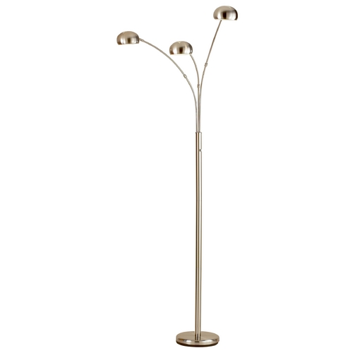 Modern Arc Lamp in Satin Steel Finish
