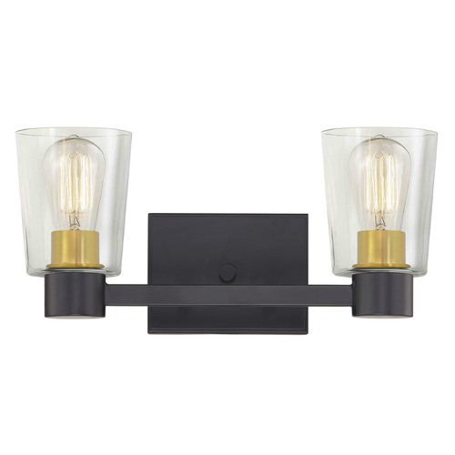 Vashon 2-Light Bath Light in Matte Black & Brass by Design Classics