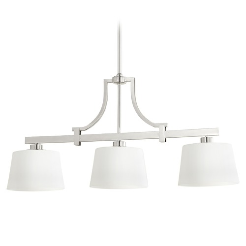 Lancaster Satin Nickel Linear LIght with Drum Shade by Quorum Lighting
