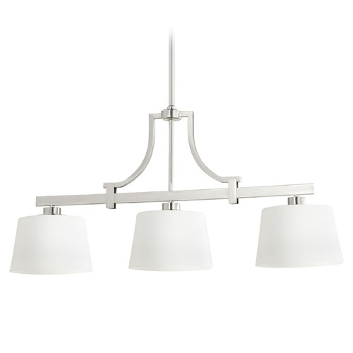 Quorum Lighting Lancaster Satin Nickel Linear LIght with Drum Shade by Quorum Lighting 6507-3-65