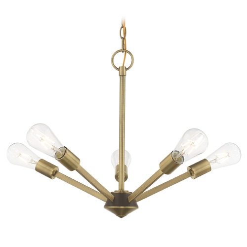 Livex Lighting Livex Lighting Mini-Chandelier in Antique Brass with Bronze Accents 51155-01