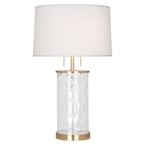 Gloria Modern Brass with Wavy Glass Body Table Lamp by Robert Abbey