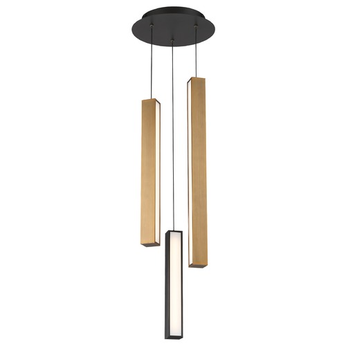 Modern Forms by WAC Lighting Chaos Black & Aged Brass LED Multi-Light Pendant by Modern Forms PD-64803R-BK/AB-BK