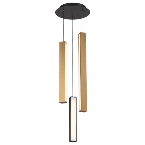 Chaos Black & Aged Brass LED Multi-Light Pendant by Modern Forms