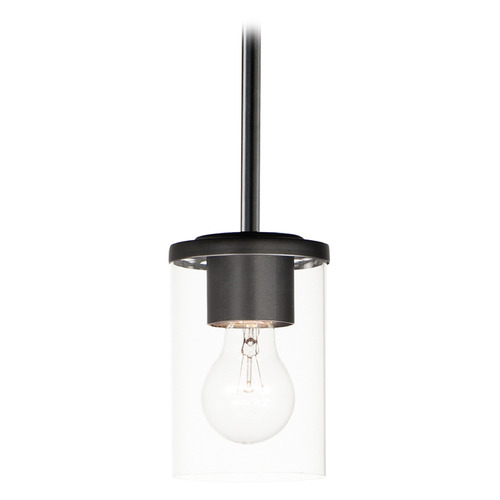 Maxim Lighting Corona Black Mini-Pendant Light with Cylindrical Shade