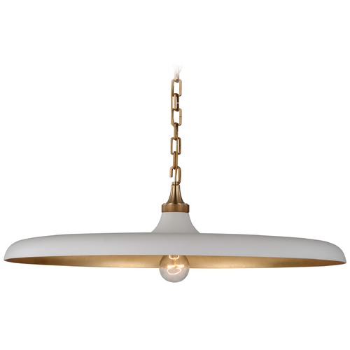 Visual Comfort Signature Collection Thomas OBrien Piatto Pendant in Brass & White by Visual Comfort Signature TOB5116HABPW