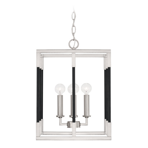 Capital Lighting Bleeker Small Pendant in Polished Nickel & Black by Capital Lighting 544741NK