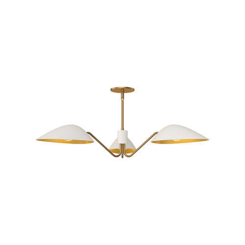 Alora Lighting Alora Lighting Oscar Aged Gold & White Pendant Light with Bowl / Dome Shade PD550336WHAG