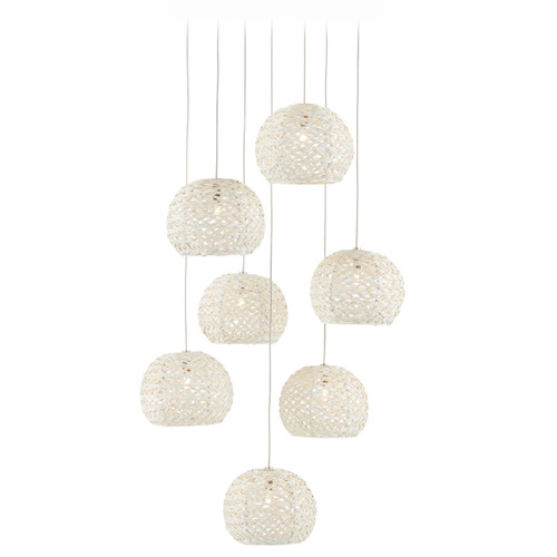 Currey and Company Piero Silver Multi-Light Pendant with Bowl / Dome Shade
