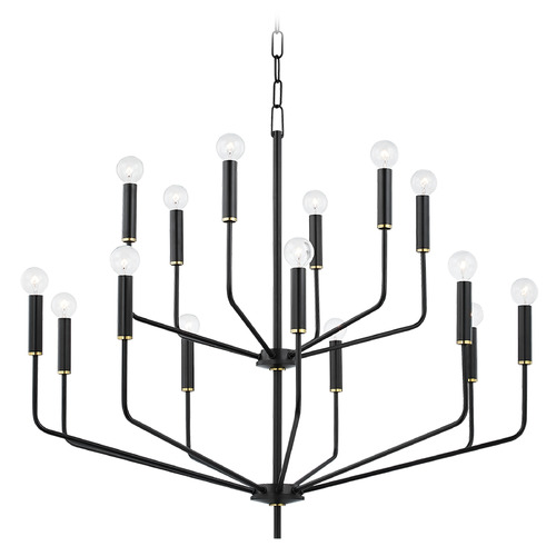 Mitzi by Hudson Valley Mitzi Hudson Brass and Black 15-Light Chandelier H516815-AGB/SBK