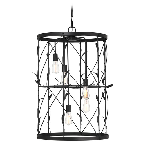 Savoy House Lighting Lexington Matte Black Pendant Light with Cylindrical Shade