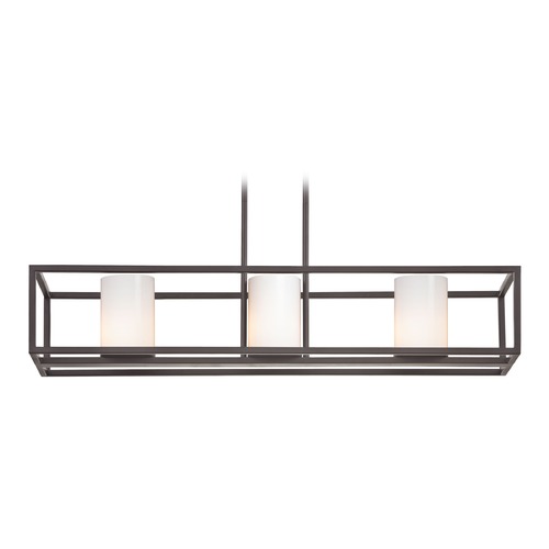 Design Classics Lighting Bronze Linear Chandelier with Cylindrical Shade 1697-220 GL1024C