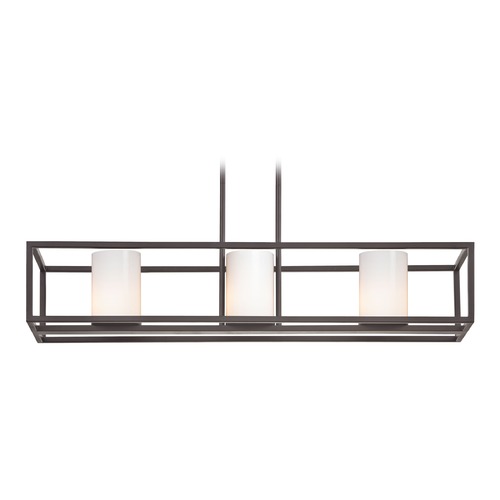 Bronze Linear Chandelier with Cylindrical Shade