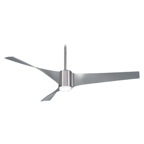 Minka Aire Triple 60-Inch LED Fan in Brushed Nickel with Silver Blades F832L-BN/SL