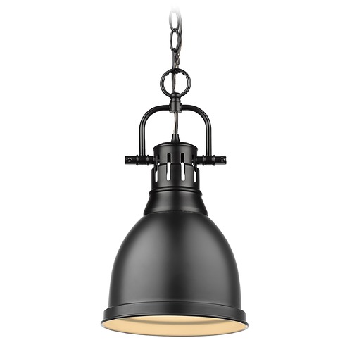 Golden Lighting Duncan Small Pendant in Matte Black by Golden Lighting 3602-SBLK-BLK