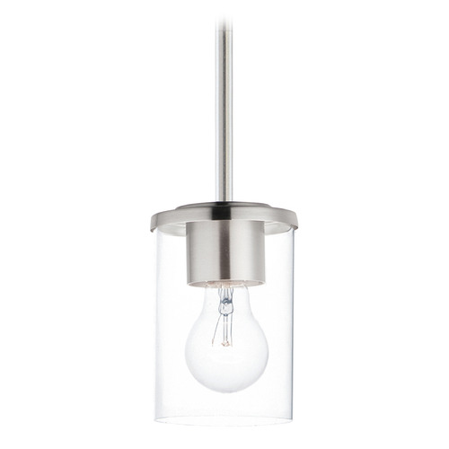 Maxim Lighting Corona Satin Nickel Mini-Pendant Light with Cylindrical Shade