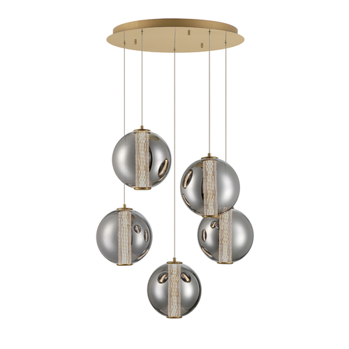Atomo 5-Light LED Chandelier in Gold by Eurofase