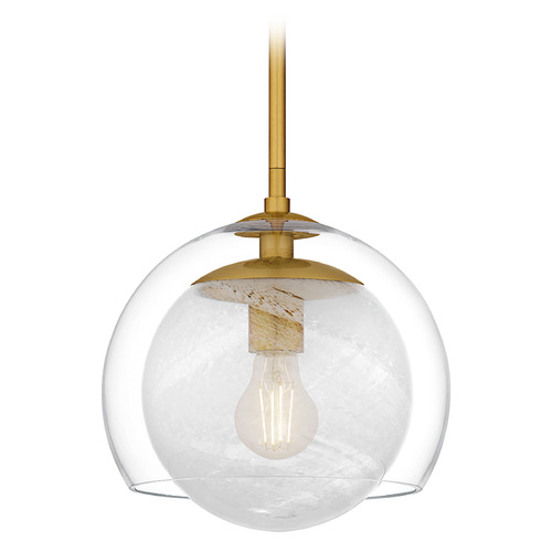 Quoizel Lighting Quoizel Lighting Eslinger Brushed Gold Mini-Pendant Light with Globe Shade QPP6774BRG