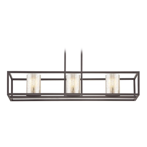 Design Classics Lighting Industrial 3-Light Linear Chandelier with Mercury Glass in Bronze 1697-220 GL1039C